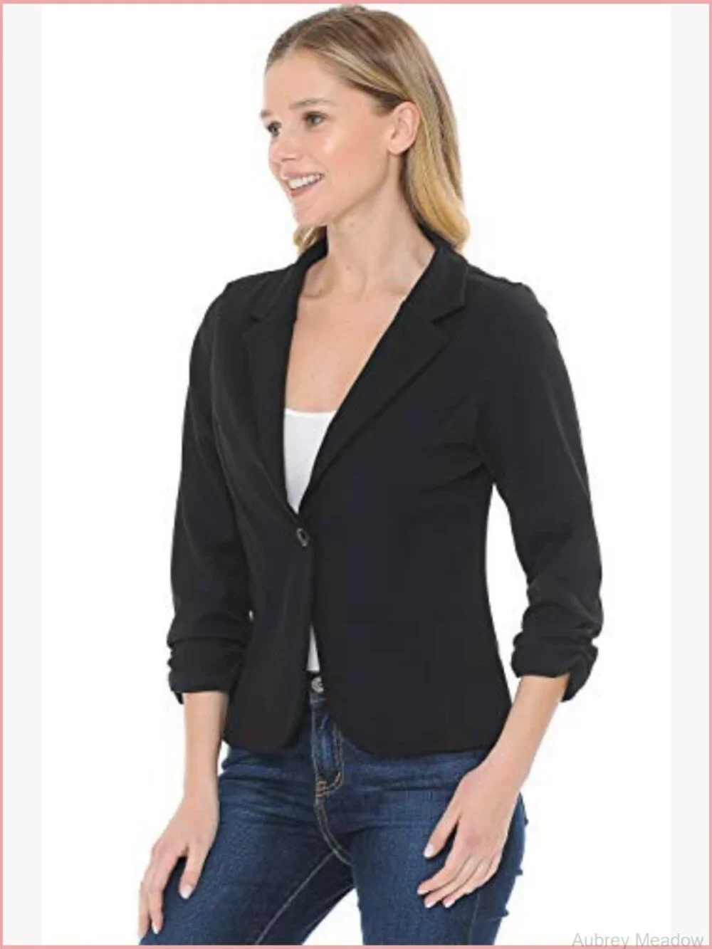 Women's 3/4 Sleeve Knit Blazer - Slim Fit Office Blazer